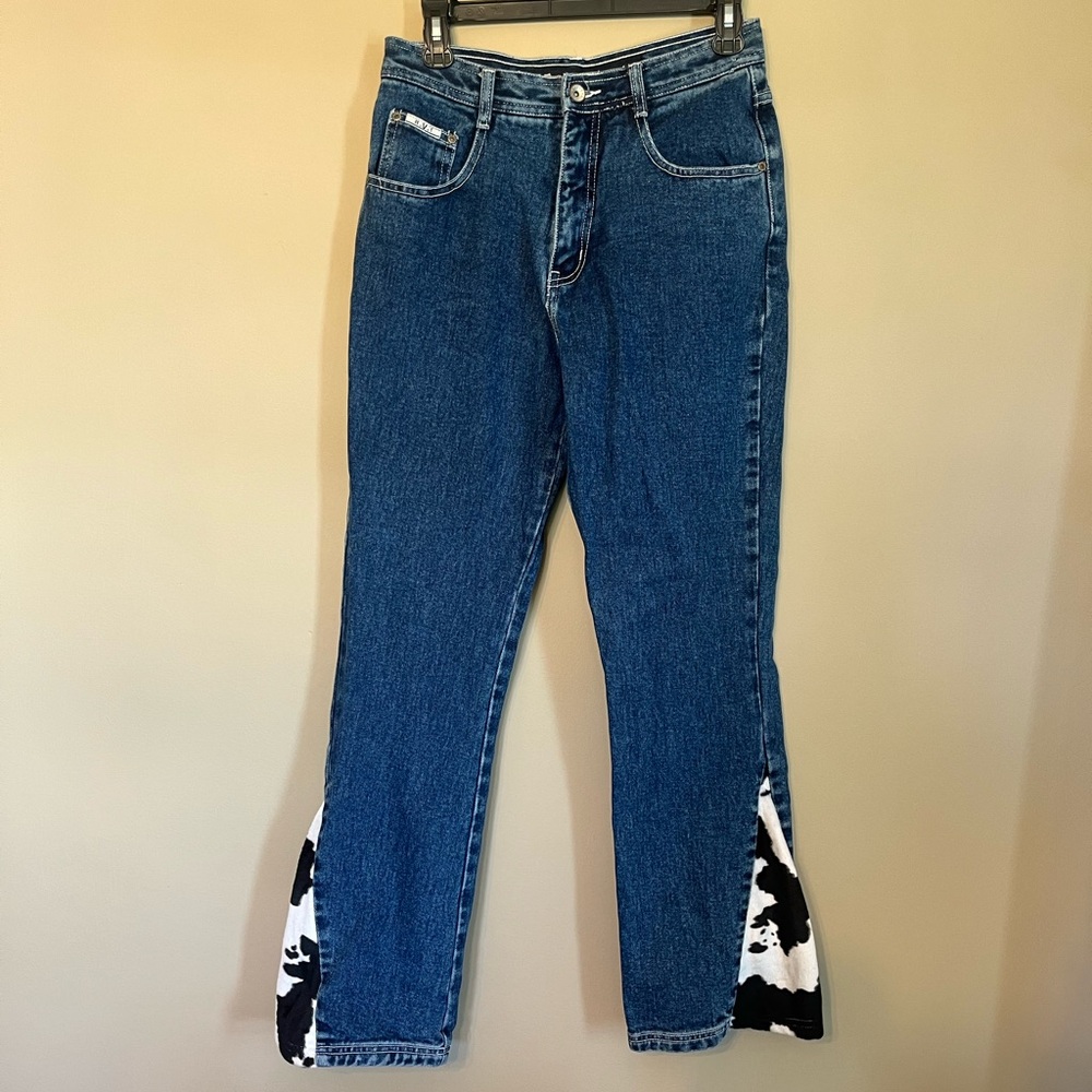 R.V.T. Cow Print Accented Jeans